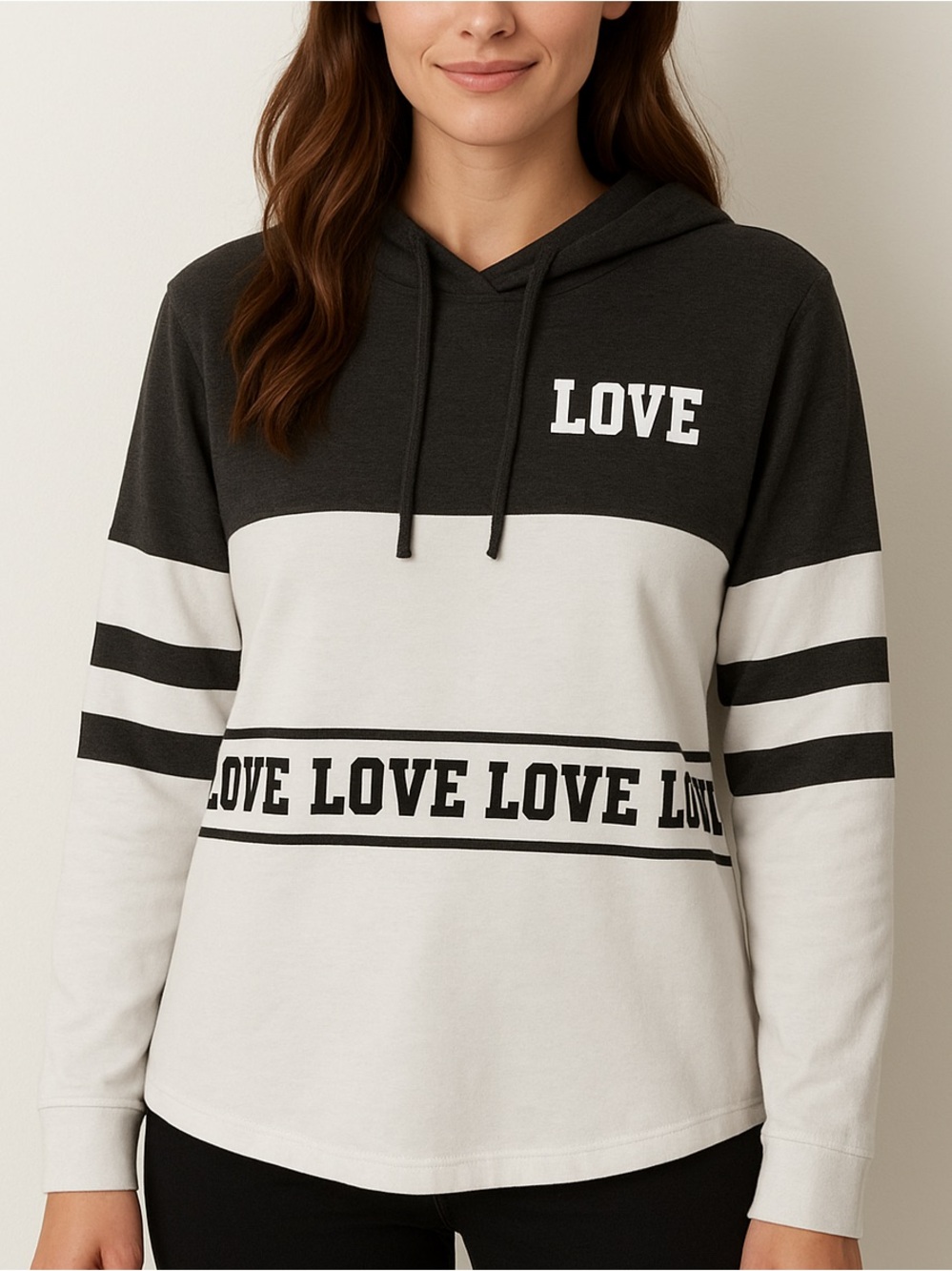 On Fire Heather Grey and White LOVE Hoodie Size Medium